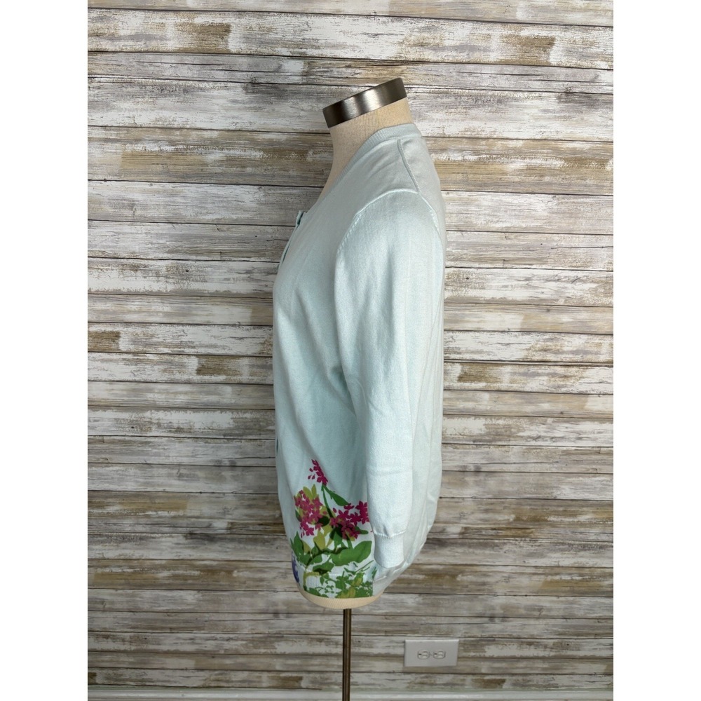 Talbots Women's Sweater  3/4 Sleeve Cardigan Size X Light Green - Picture 5 of 10